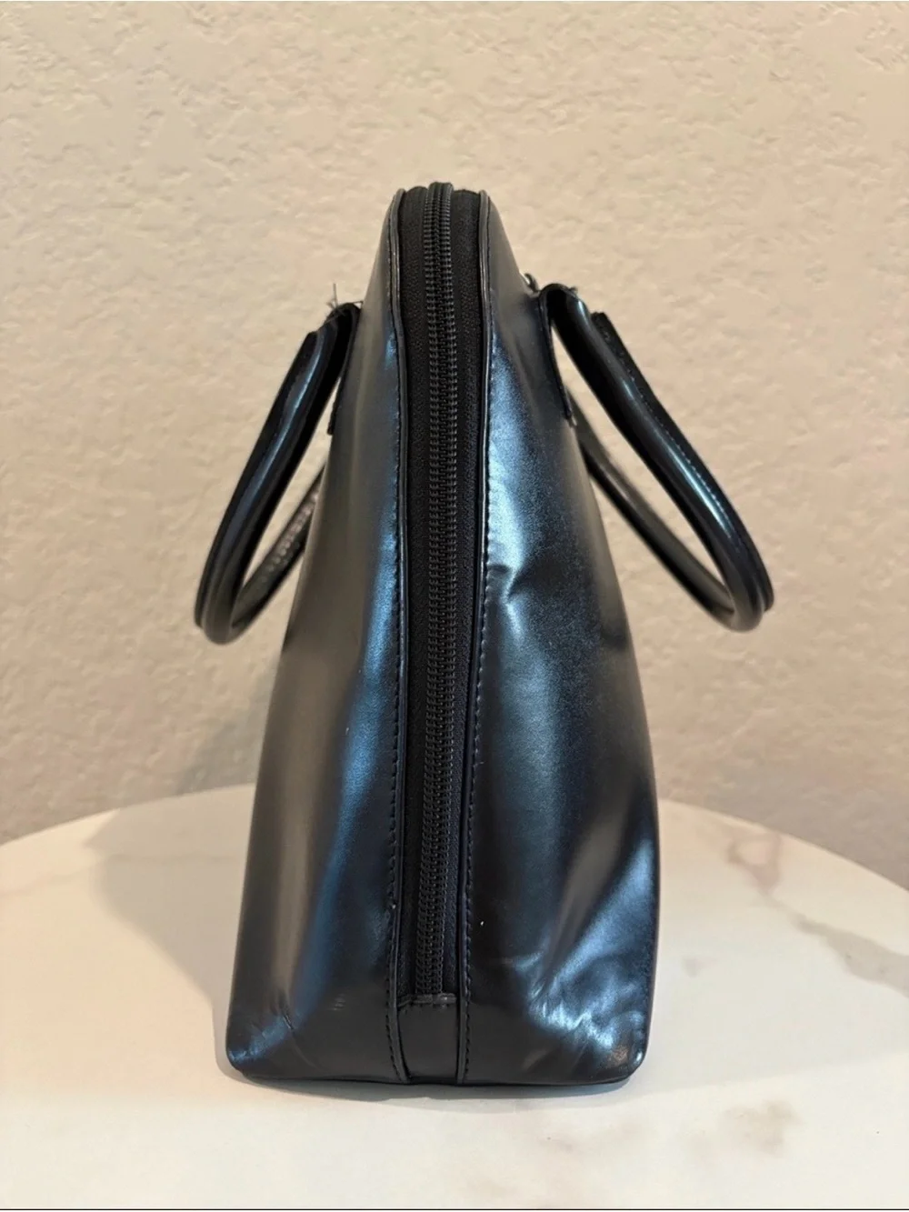 Burberry Vintage Black Dome Satchel Handbag